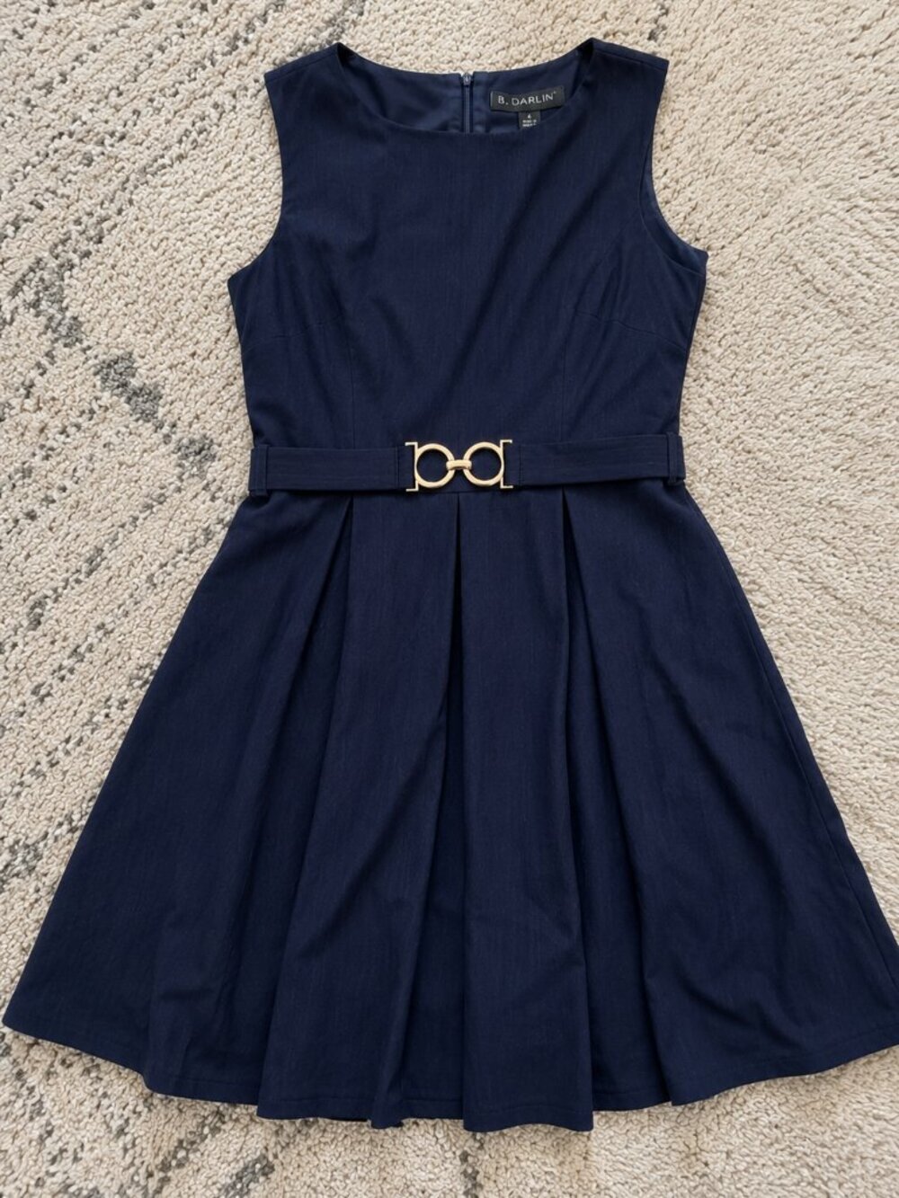 B Darlin Navy Belted Pleated Mini Dress 4 NWT Homecoming Cocktail Party - Picture 2 of 7